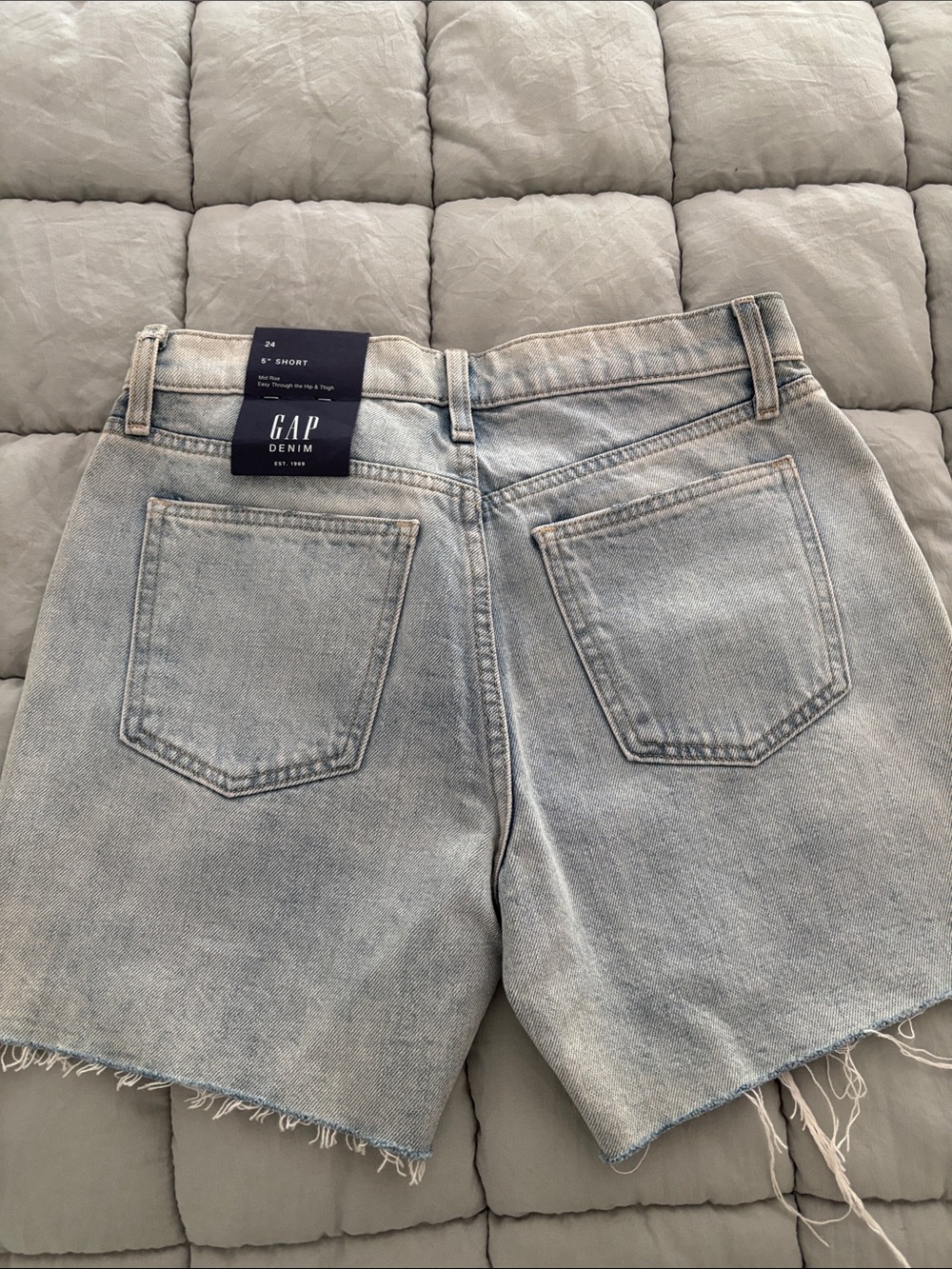 GAP Light Blue Distressed Ripped Denim Shorts - Picture 2 of 4